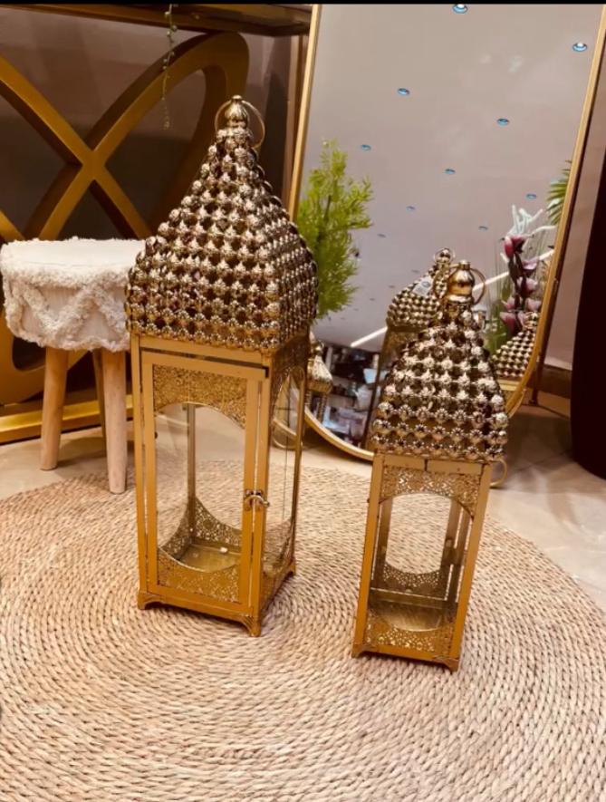 طقم فوانيس معدن هندي حجم كبير 